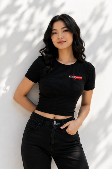 360 Degree Women's Ribbed Crop T-Shirt – Premium Slim Fit Casual Top