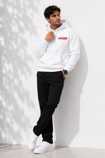 360 Degreez Men's Premium Pullover Hoodie – Classic Fit Fleece Sweatshirt (White)