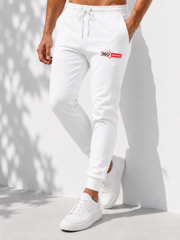 360 Degreez Men's Premium Jogger Sweatpants – Slim Fit Fleece Track Pants (White)